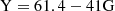 $$ {\rm{Y}}=61.4-41{\rm{G}} $$