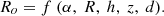 $$ {R_o} = f{\text{ }}(\alpha ,{\text{ }}R,{\text{ }}h,{\text{ }}z,{\text{ }}d). $$