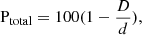 $$ {{\text{P}}_{{\text{total}}}} = 100(1 - \frac{D}{d}), $$