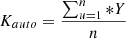 $$ {K_{auto}} = \frac{{\sum\nolimits_{u = 1}^n {*Y} }}{n} $$